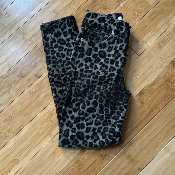 Good American Green Leopard Good Waist Crop Jeans 2/26 - Picture 1 of 4